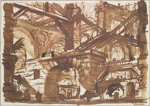 Zeichnung eines imaginären Gefängnisses (Tinte und Waschung auf Papier) von Giovanni Battista Piranesi